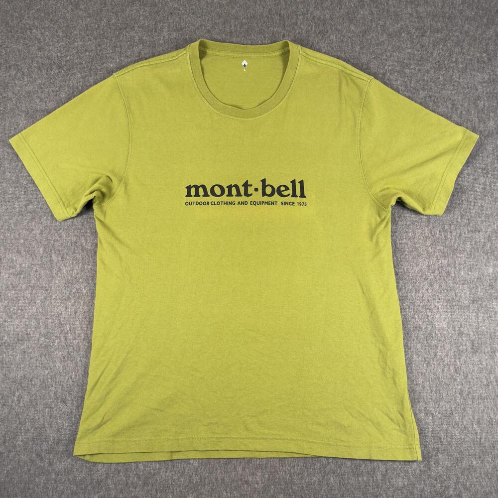 Mont-bell Logo Shirt Mens Large Green Outdoor Graphic Tee Cotton Hiking Camping